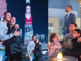 ¡Mucha traga! Cristiano puso fotos de su amada en el edificio más alto del mundo