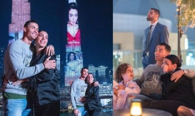 ¡Mucha traga! Cristiano puso fotos de su amada en el edificio más alto del mundo