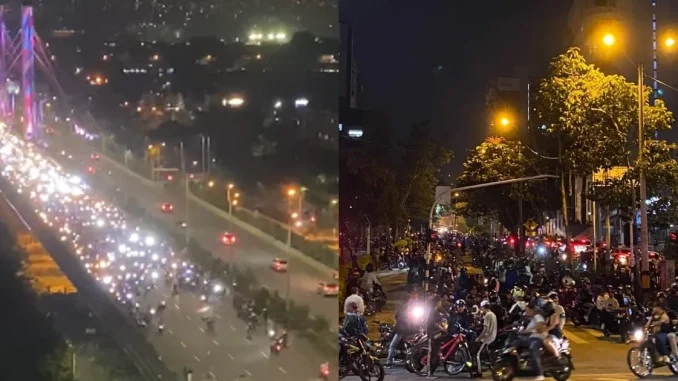 Motociclistas en caravana El Poblado