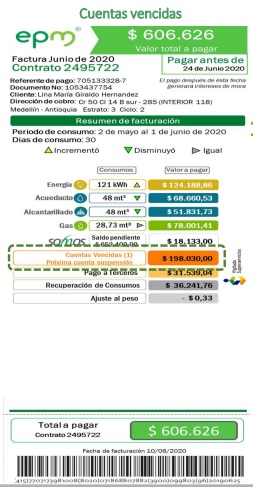 Relación de pago Factura EPM
