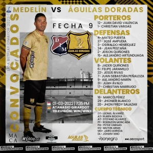 Aguilas, nómina contra Medellín
