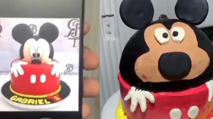 La torta mal hecha de Mickey Mouse que se convirtió en el furor de las redes