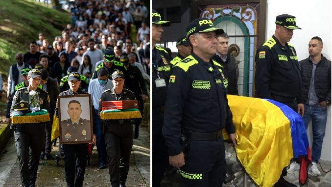 Sepelios de policías asesinados en Yarumal.