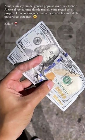 Más de 800.000 pesos recibió el mesero.