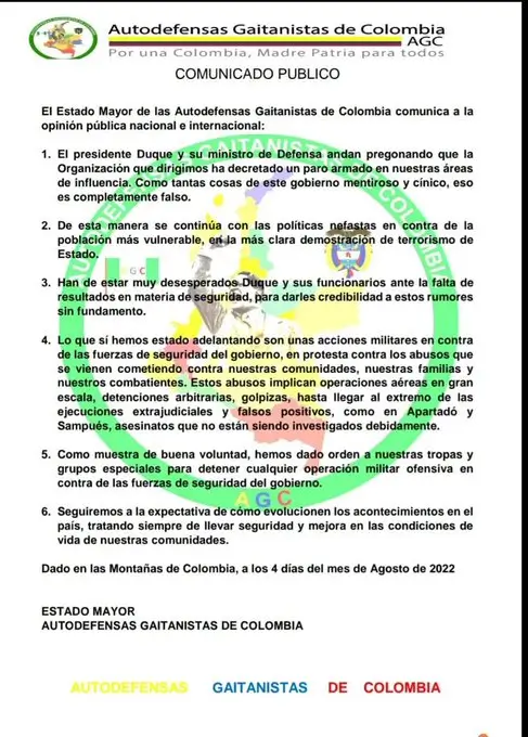 Comunicado-Clan-del-Golfo-plan-pistola