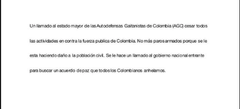 Comunicado de Otoniel sobre el plan pistola.