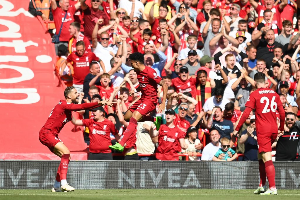 Luis Díaz celebra su primer tanto a los 3 minutos del partido. / FOTO: LIVERPOOL.