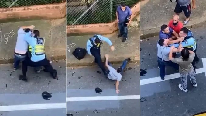 Riña-agente-de-Transito-motociclista