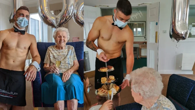 Una abuelita cumplió 106 años y le llevaron un estríper