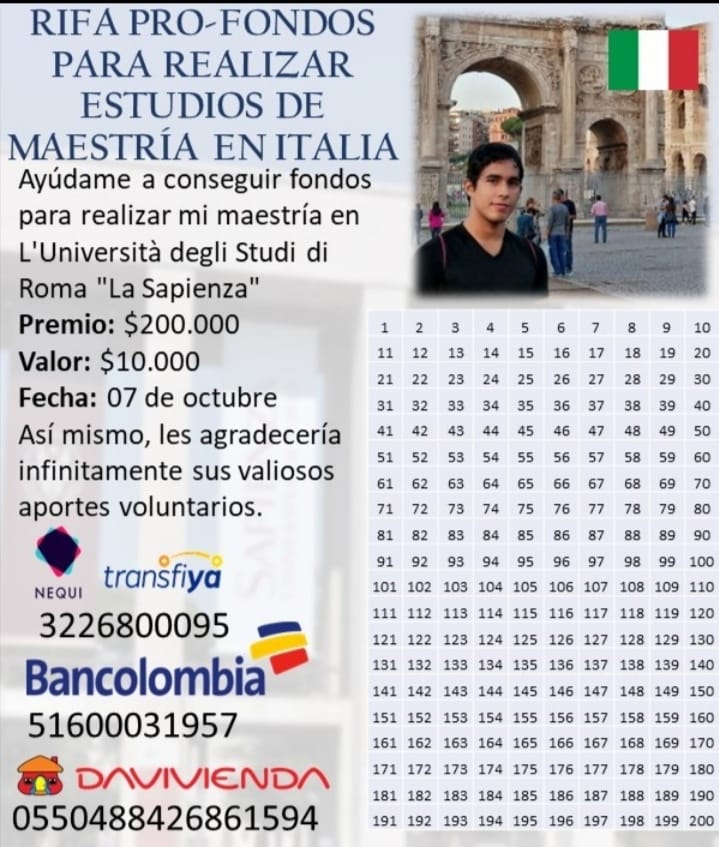 Esta fue la rifa en la que el joven recogió parte de los 6 millones de pesos para sus estudios en el exterior