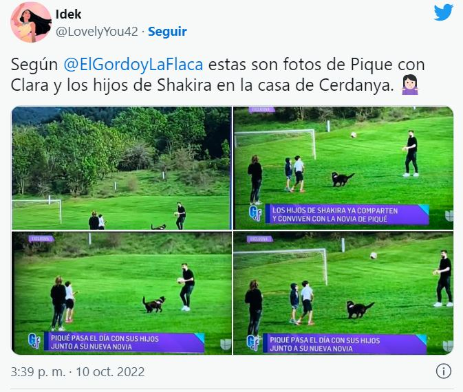 Clara Chía con los hijos de Shakira y Piqué. 
