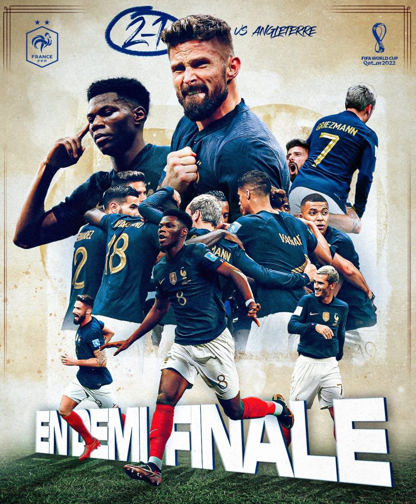 Con esta postal Francia celebra su paso a la semifinal. /FOTO: TOMADA DE TWITTER @equipedefrance. 