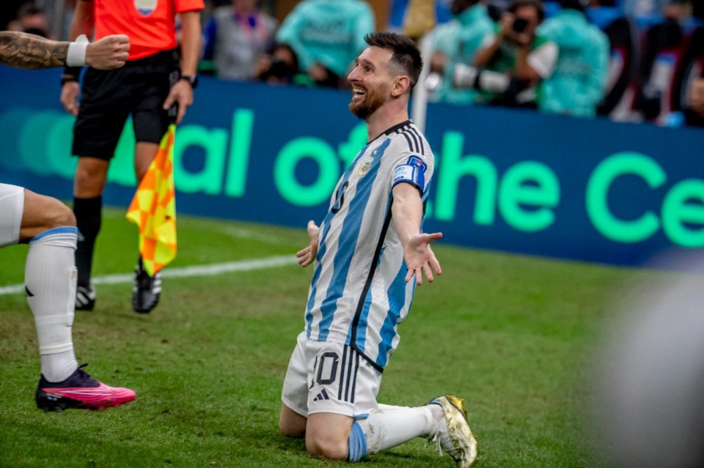 Messi celebrando uno de sus goles en la final del Mundial de Qatar. /FOTO: JUAN ANTONIO SÁNCHEZ. 