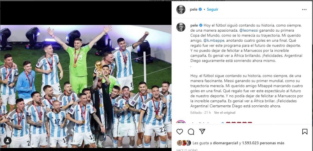 Mensaje de Pelé a Messi. 