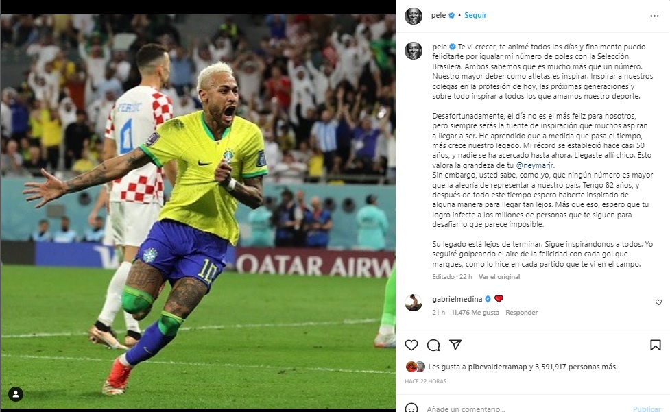 Nota de Pelé a Neymar