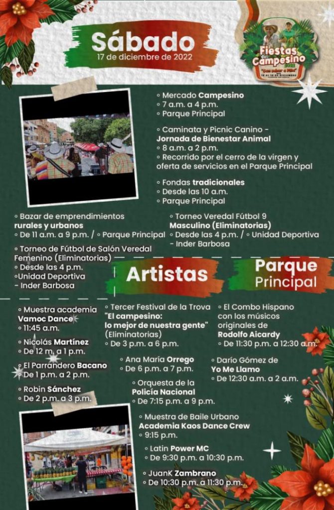 Programación completa de las Fiestas del Campesino en Barbosa