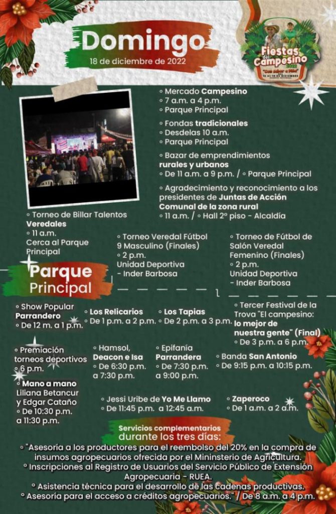 Programación completa de las Fiestas del Campesino en Barbosa