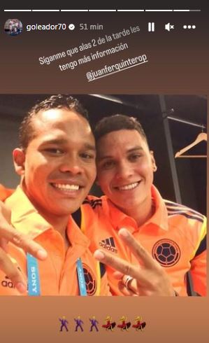Carlos Bacca y Juan Fernando Quintero. /FOTO: CAPTURA PANTALLA. 