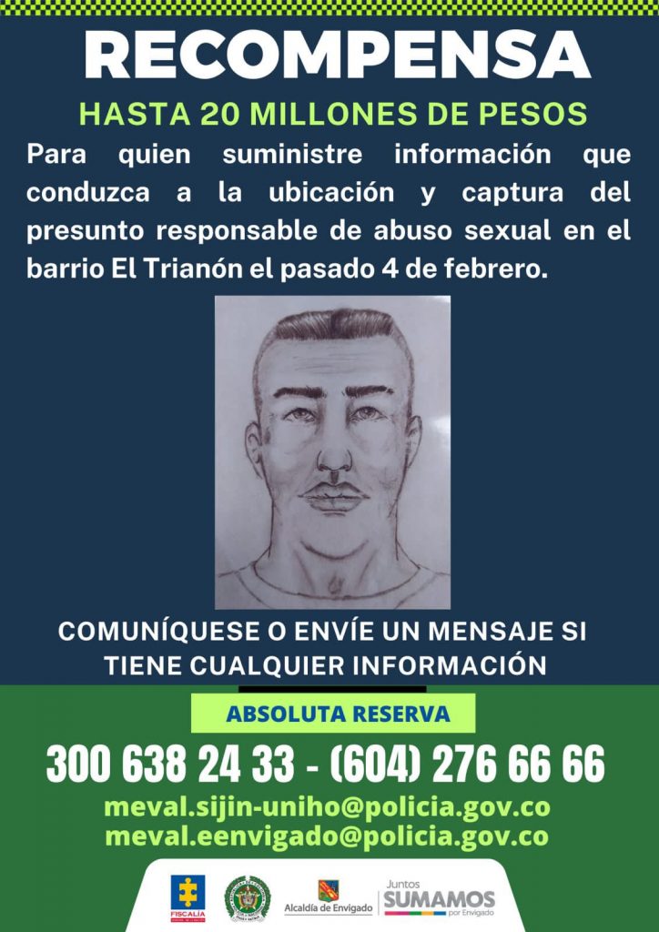 Este es el volante con el cual las autoridades de Envigado buscan al señalado violador.
