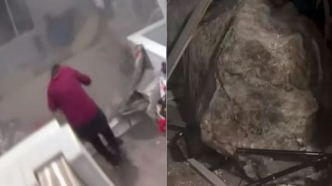Mujer se salva de morir aplastada por una piedra