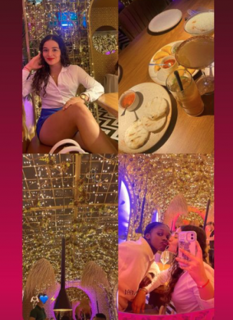 Cena romántica de Linda Caicedo y Luisa Osorio. /FOTO: TOMADA DE REDES SOCIALES. 