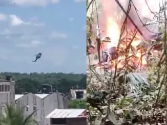 El helicóptero cayó en una zona boscosa, y quedó completamente incinerado.