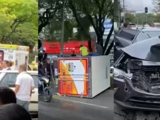 Un furgón se volcó en la Av. El Poblado y hay 3 lesionados