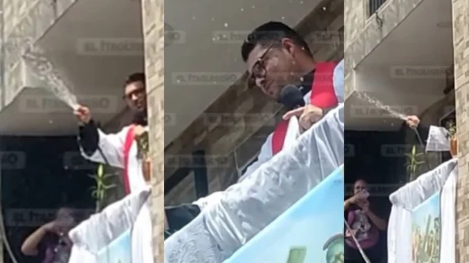 Agua bendita, Semana Santa, Itagüí, iglesia Católica, video, viral, ingenio, sacerdote, Q’Hubo Medellín