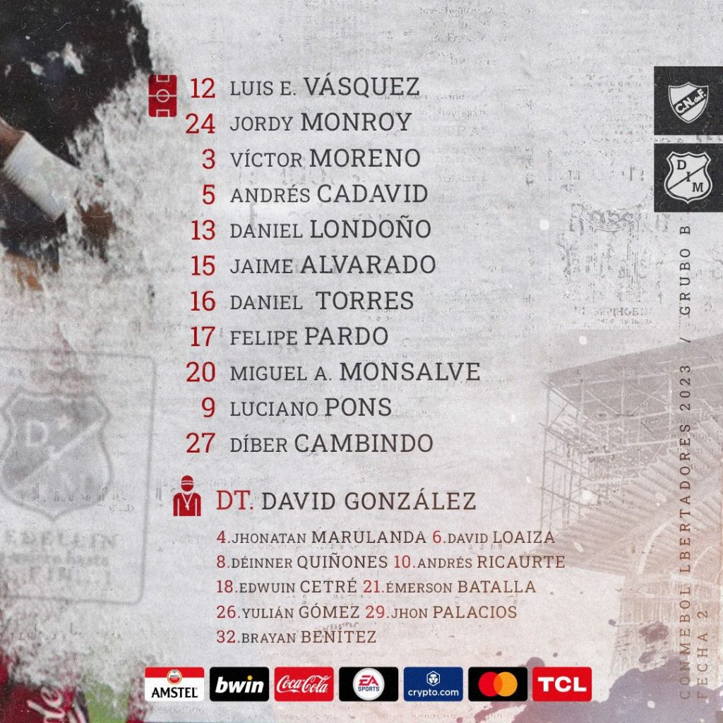 Titular Medellín ante Nacional de Uruguay