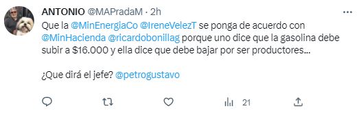Comentarios de los usuarios sobre declaraciones de la ministra de Minas y Energías, Irene Vélez. /FOTOS: CAPTURAS DE PANTALLA.
