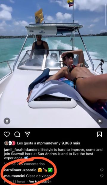 Comentarios de Carolina Cruz en las fotos de Jamil Farah