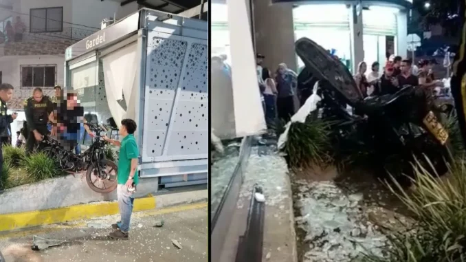 Motociclista estación metroplús