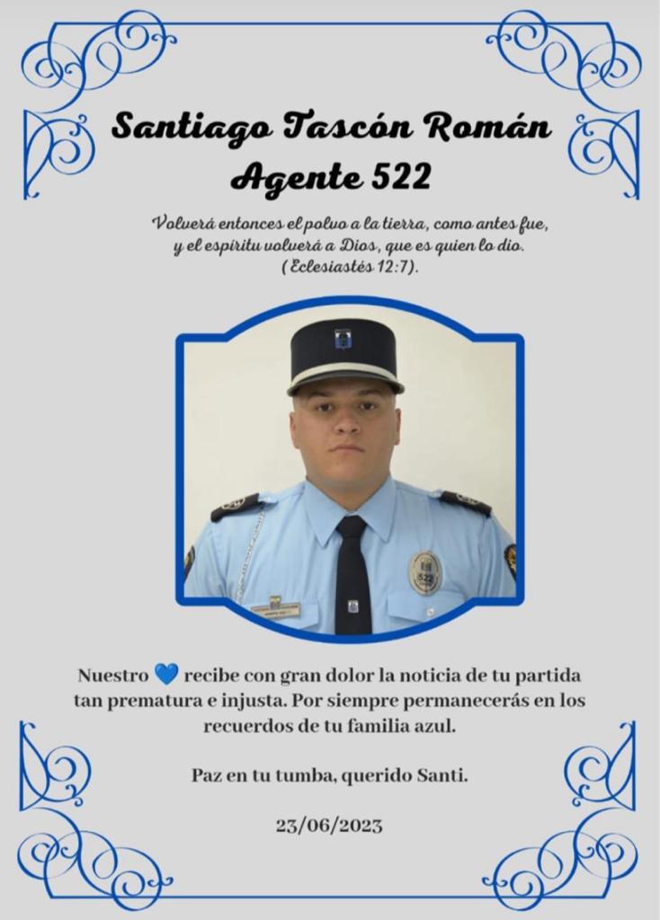 Agentes de tránsito lamentan el deceso de Santiago Tascón.