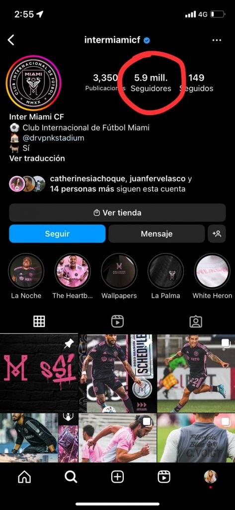 Redes sociales del Ínter de Miami