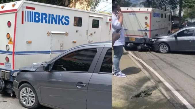 Un carro de valores se devolvió en El Poblado y causó accidente