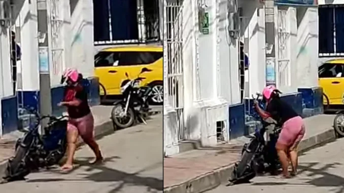 La mujer atacó la moto del que sería su pareja en Santa Marta.