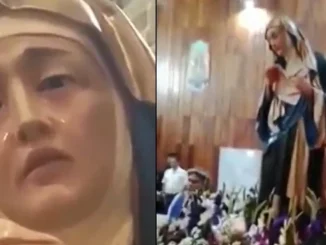 La supuesta virgen que llora fue grabada en una catedral en México.