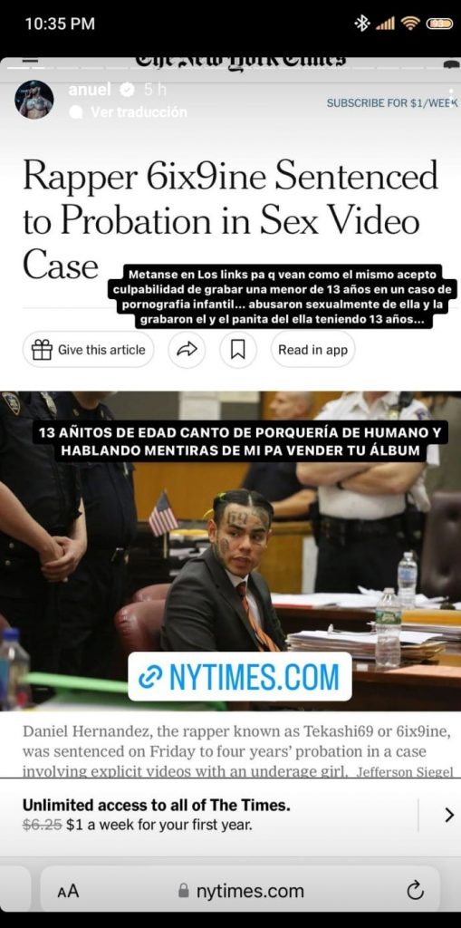 En un intercambio de stories entre los cantantes Yailin, Anuel y Tekashi, se echaron en cara problemas judiciales y robos.