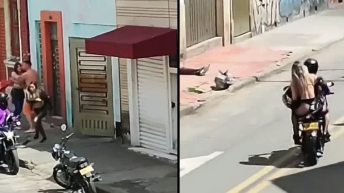 La mujer fue captada huyendo para evitar ser confrontada por la infidelidad, pero se le olvidó un pequeño detalle.