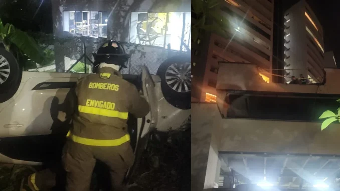 Un carro cayó de un parqueadero; ocurrió en Envigado