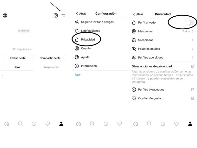 poner la cuenta privada