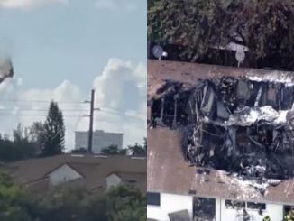 Helicóptero se incendia en el aire