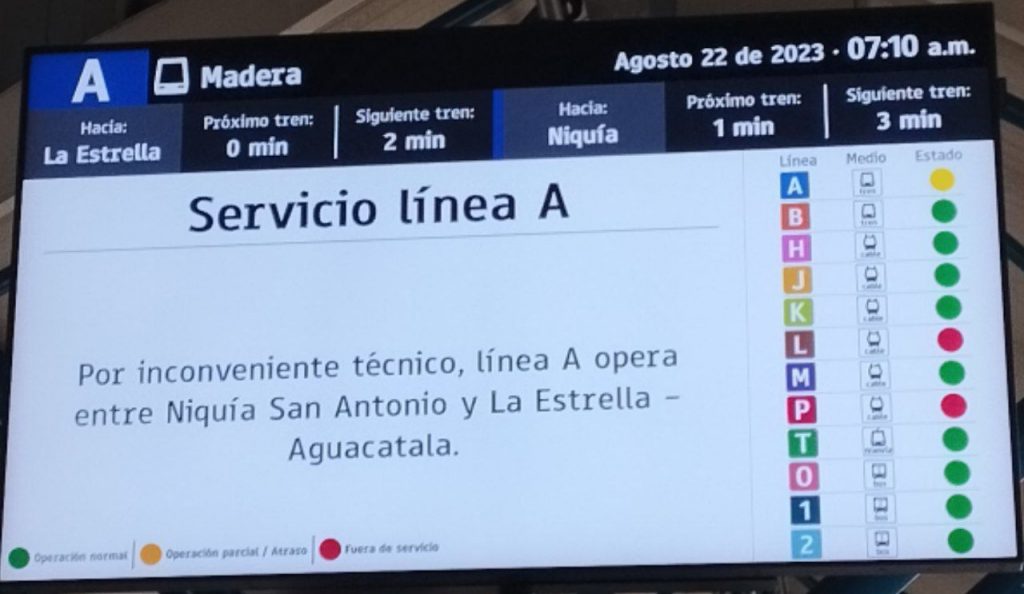 Metro de Medellín este martes