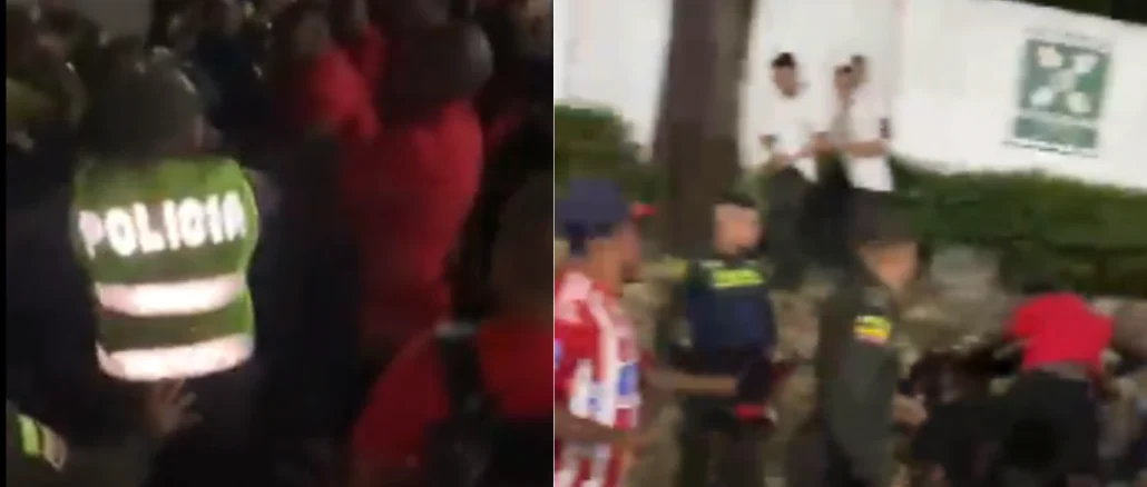 Pelea jugadores América con Policiía