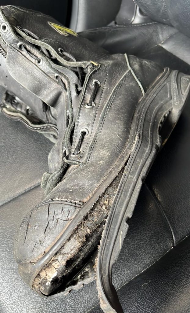 Botas para incendios en mal estado